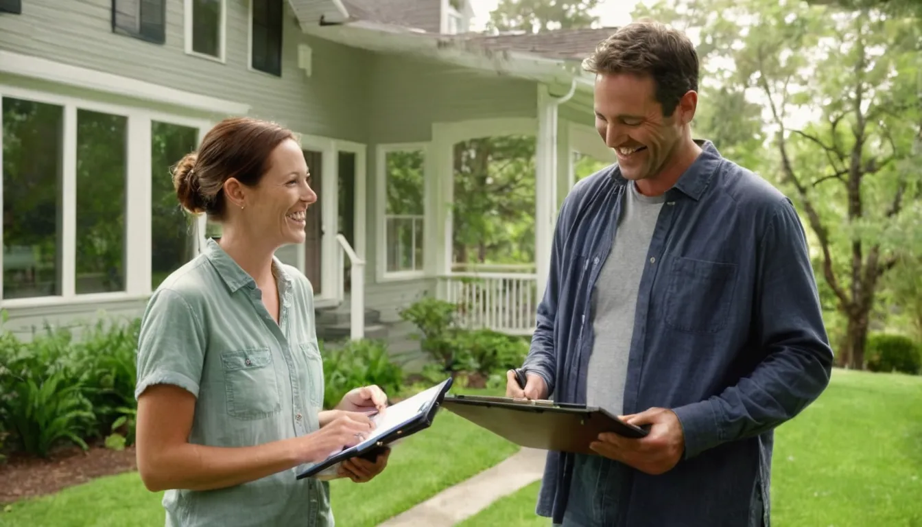 A homeowner reviewing a written tree quote with a local provider in the Everett area